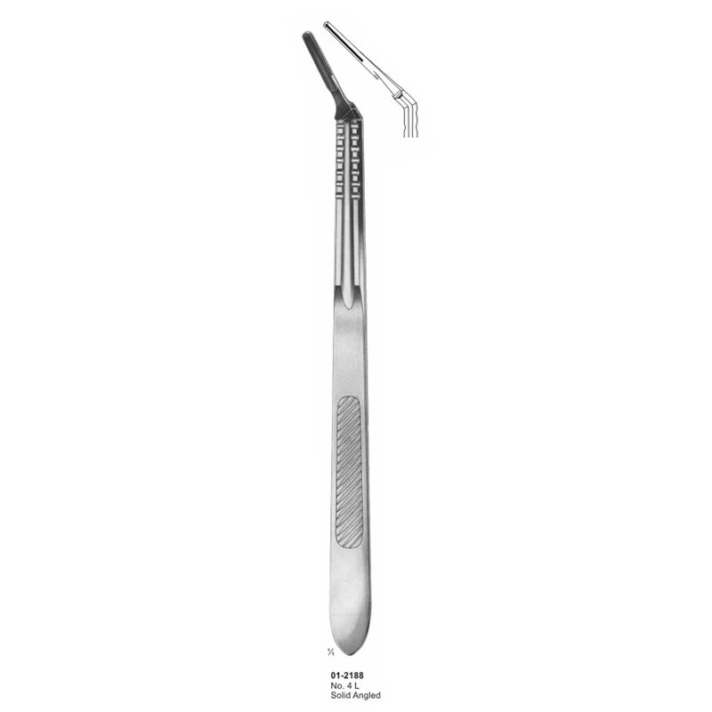 01-2188.jpg No. 4 L Solid Angled Scalpel Handle - Image 1