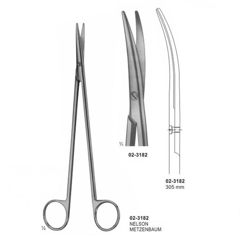 02-3182.jpg NELSON METZENBAUM Dissecting Scissors Curved 305 mm - Image 1
