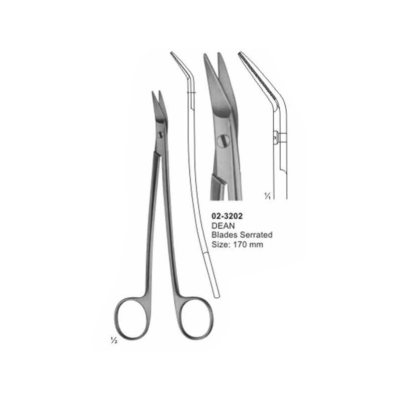 02-3202.jpg Dean Tonsil Scissors Serrated Blades 170 mm - Image 1