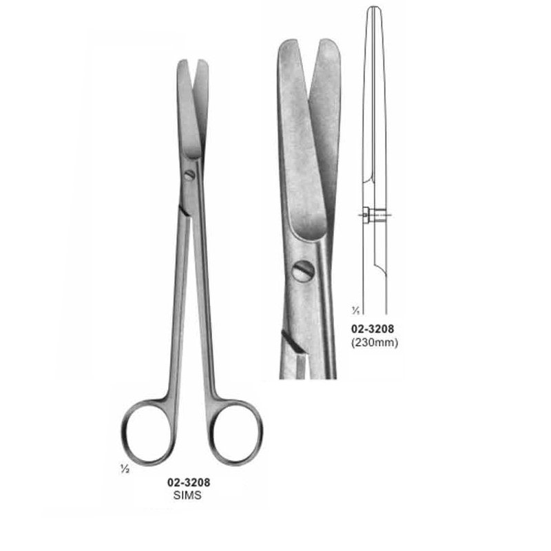 02-3208.jpg Sims Gynaecology Scissors Straight Blunt 230 mm - Image 1