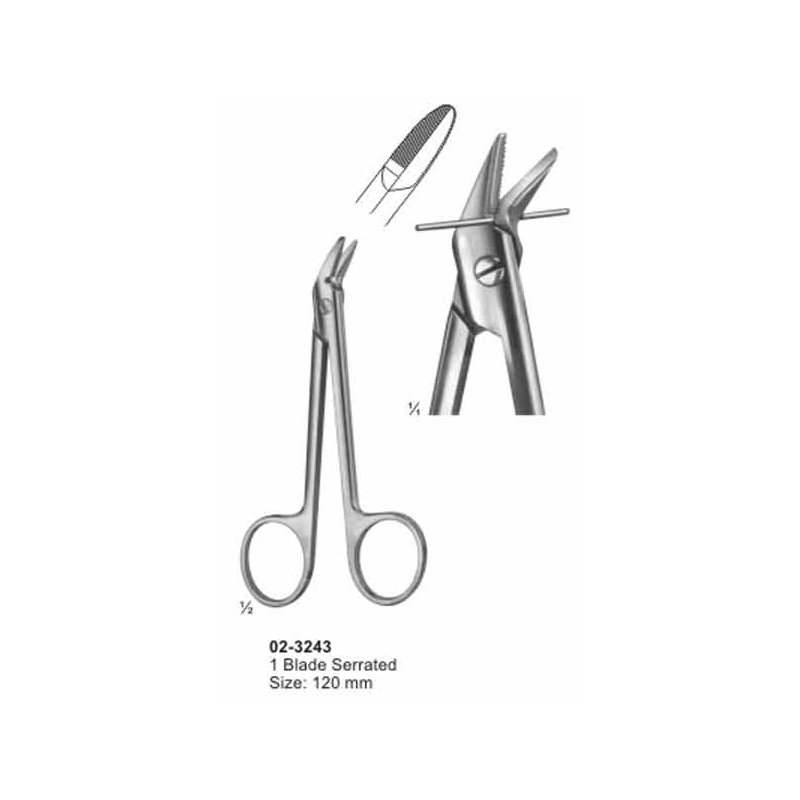 02-3243.jpg Wire And Plate Scissors 120 mm 1 Blade Serrated - Image 1