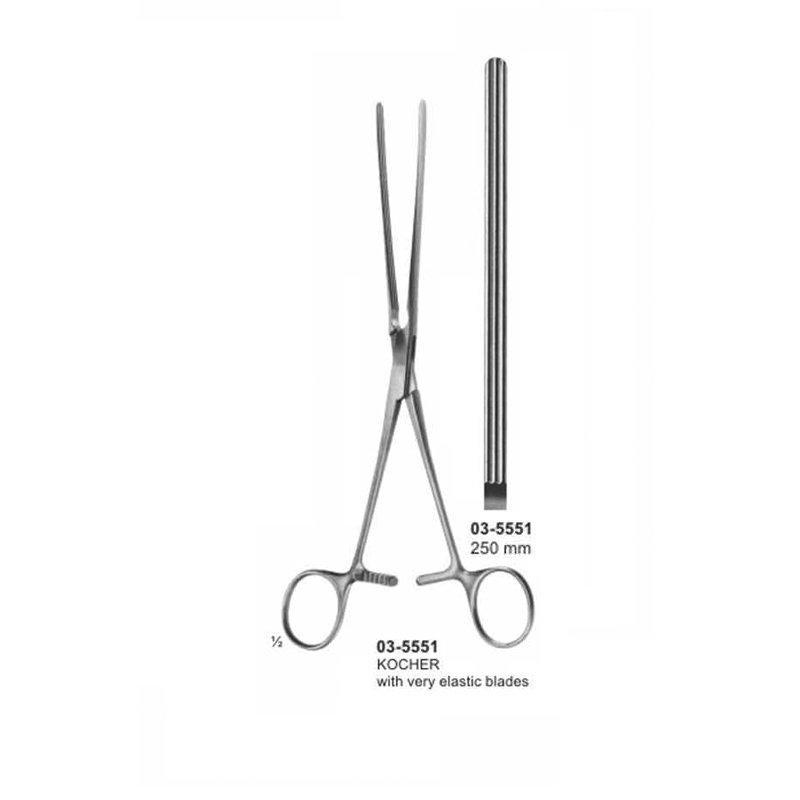 03-5551.jpg Kocher Intestinal Straight Clamp Soft Elastic 250 mm - Image 1
