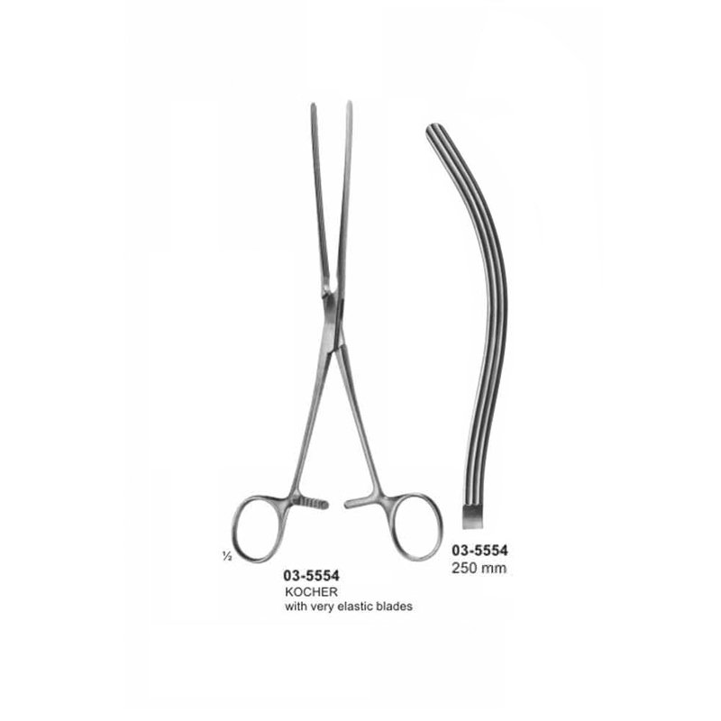 03-5554.jpg Kocher Intestinal Curved Clamp Soft Elastic 250 mm - Image 1