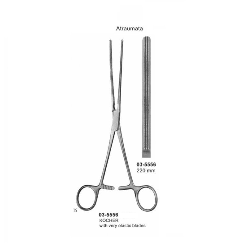03-5556.jpg Kocher Intestinal Straight Clamp Atraumata Soft Elastic 220 mm - Image 1