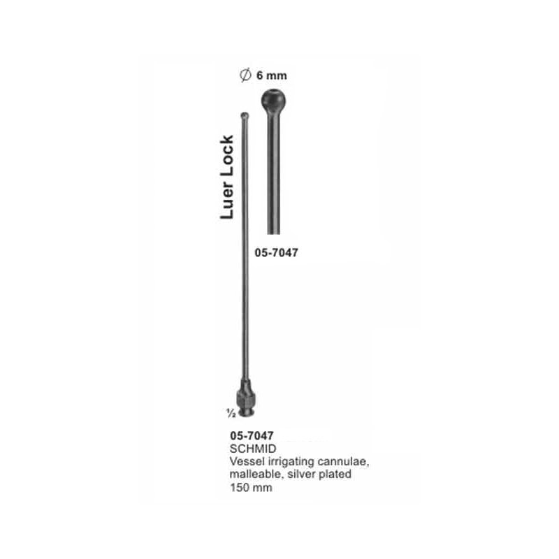 05-7047.jpg SCHMID Vessel irrigating cannulae malleable silver plated diameter 6mm length 150 mm - Image 1