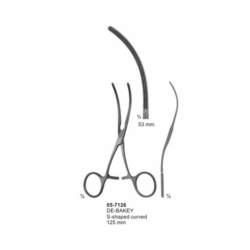 05-7126.jpg DE BAKEY S-shaped Curved Bulldog Clamps 53 mm length 125 mm - Image 1