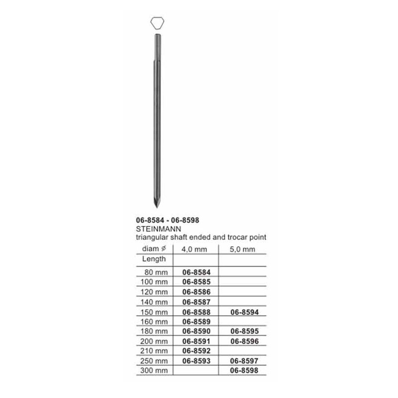 06-8584-06-8598.jpg Steinmann Triangular Shaft Ended And Trocar Point - Image 1