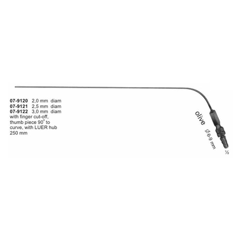 07-9120-07-9122.jpg Olive Suction Tube With Finger Cut-Off And Luer Hub 250 mm - Image 1