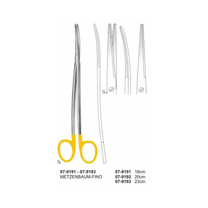 07-9191-07-9193.jpg Metzenbaum-Fino Large Scissor With TC Insert Curved Blunt/Blunt - Image 1